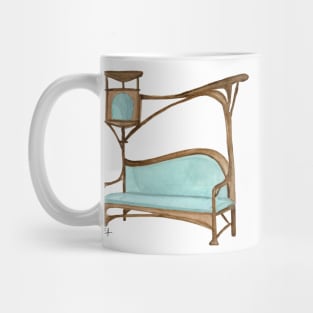 Bench for a Smoking Parlour - Art Nouveau watercolor painting Mug